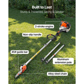 Gas Pole Saw 33cc 2 Stroke Extendable Cordless Tree Trimmer with 8in Cutting Bar